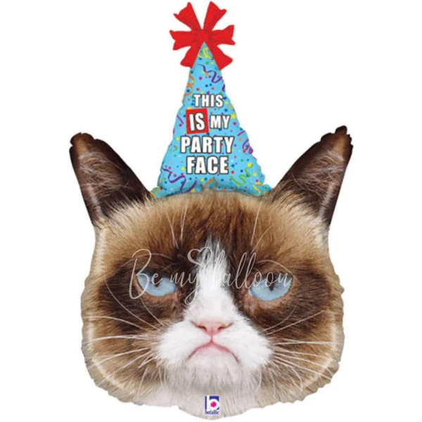 Шар из фольги "Grumpy Cat Сердитая Кошка в колпачке" 70 см