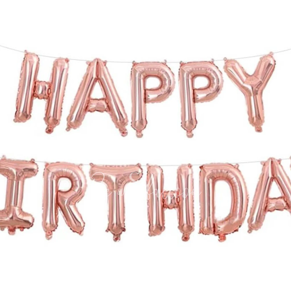 Гирлянда из шаров-букв "Happy Birthday" Розовое золото