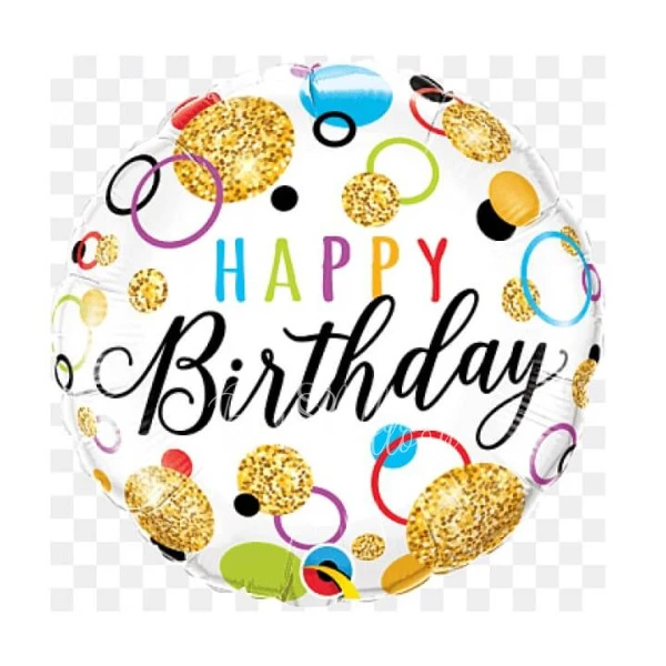 Шар из фольги "Happy Birthday" золотой 40 см
