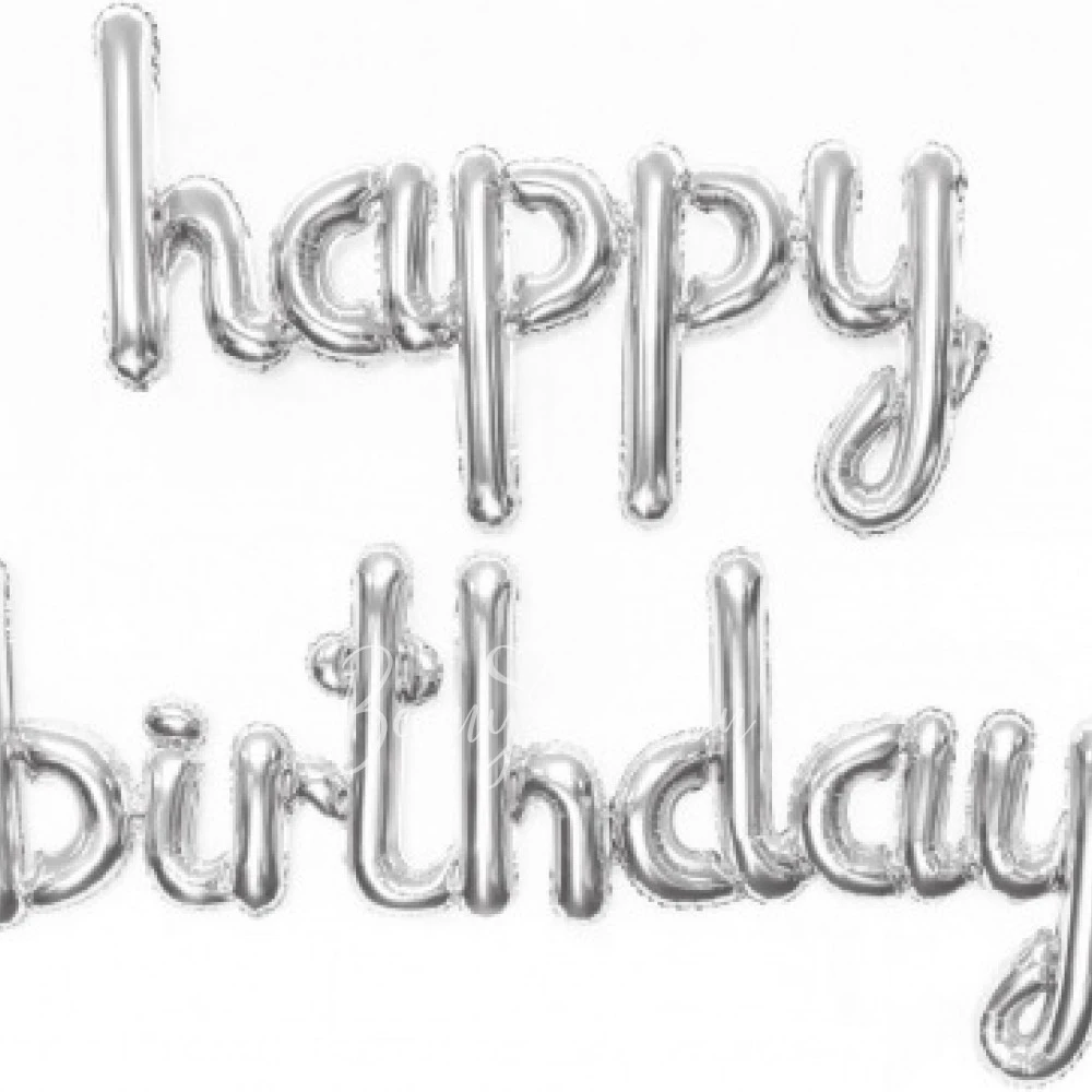 Гирлянда-мини из шаров-букв «Happy Birthday» (Серебро)