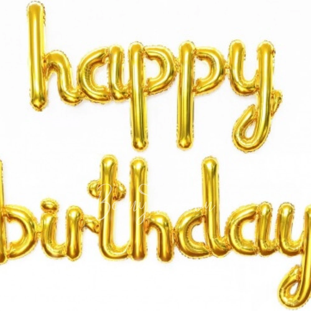 Гирлянда-мини из шаров-букв «Happy Birthday» (Золотая)