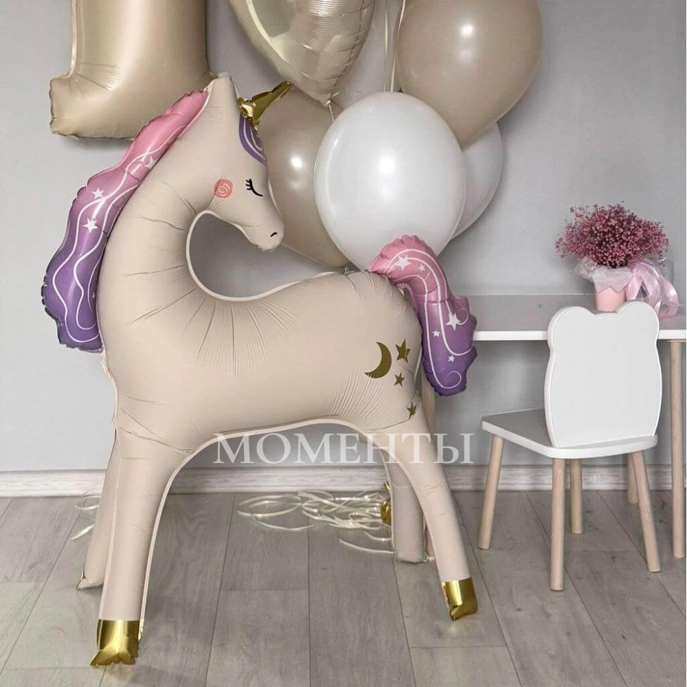 Шар из фольги надувается ВОЗДУХОМ "Единорог Party Deco" 95х86см 