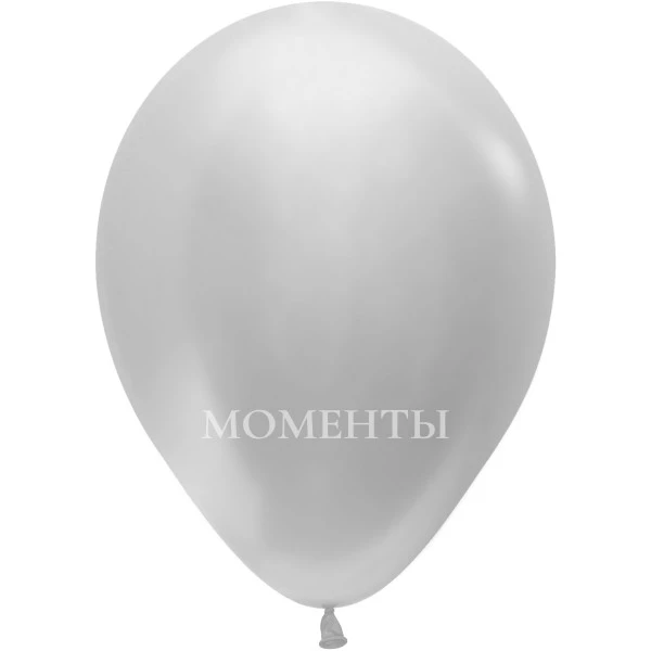 Шар латексный без рисунка "Серебряный" металл