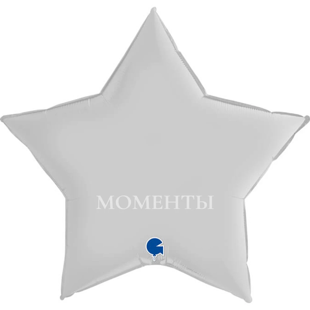 Шар из фольги "Звезда большая" белый 90 см