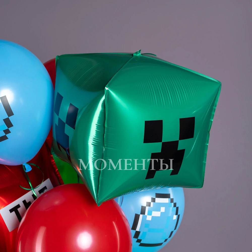 Шар из фольги "Пиксельный монстр, Зеленый" 50 см