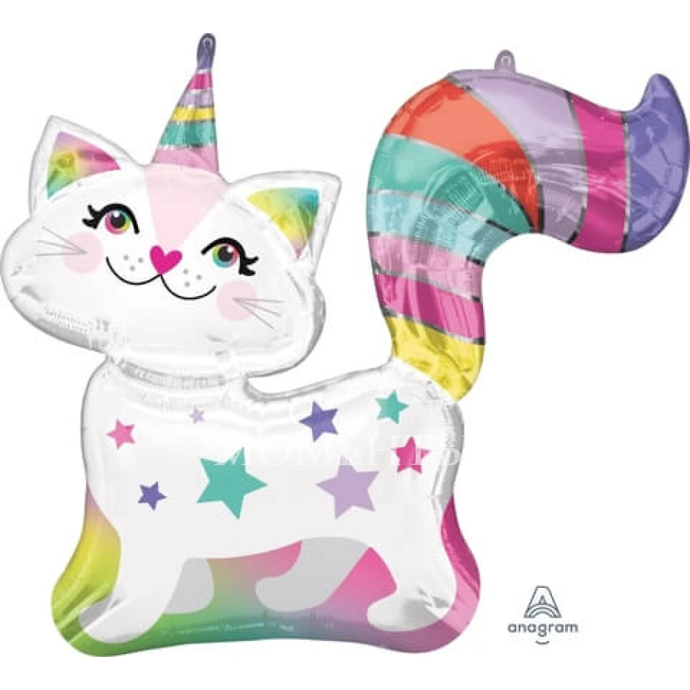 Шар из фольги "Кошка единорожка" 75 см