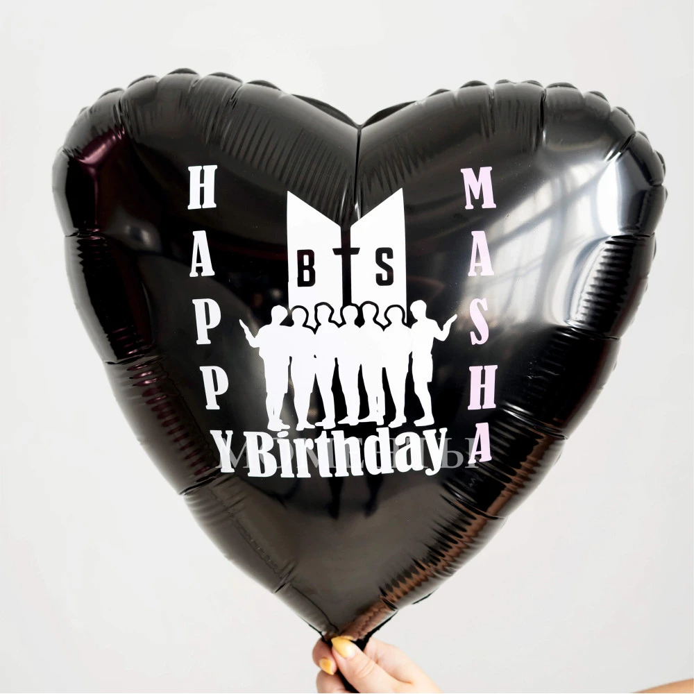 Воздушный шар из фольги "Happy Birthday BTS" 40 см