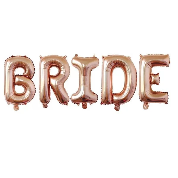 Гирлянда из шаров-букв "BRIDE" розовое золото