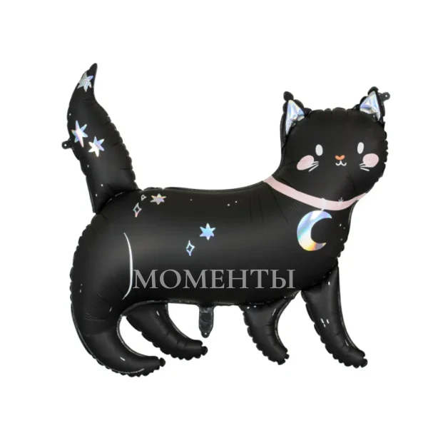 Шар из фольги "Кошка черные, волшебсво" 80см