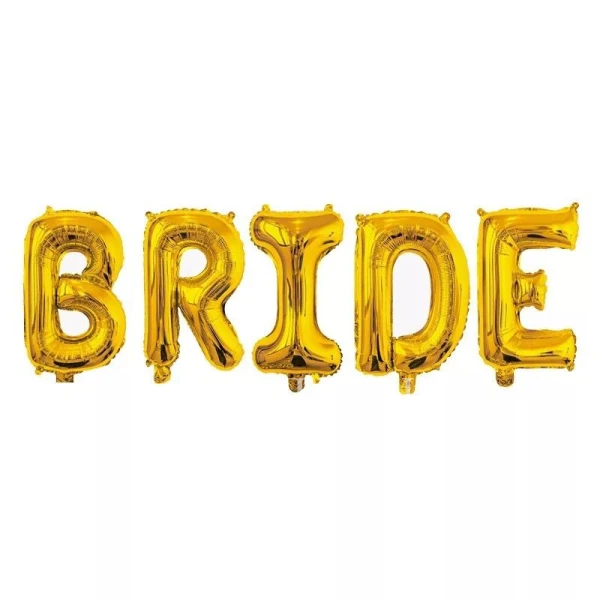 Гирлянда из шаров-букв "BRIDE" золото