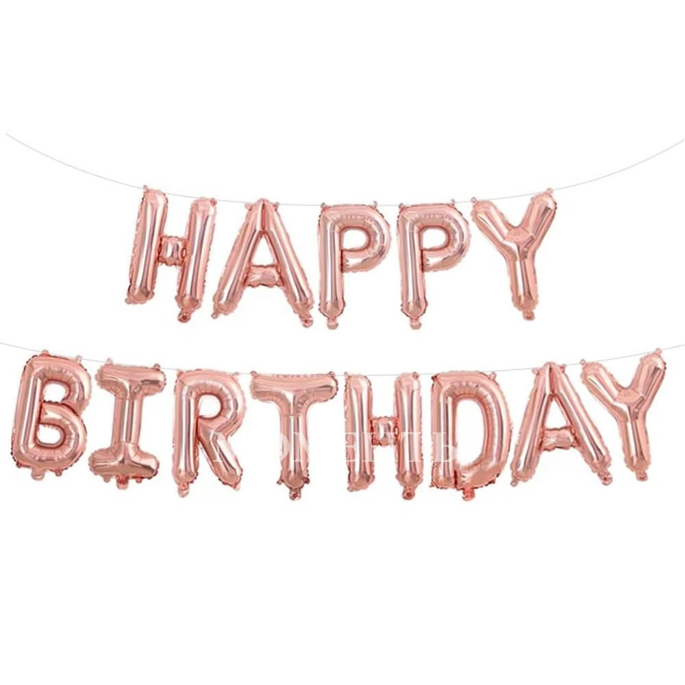 Гирлянда из шаров-букв "Happy Birthday" Розовое золото