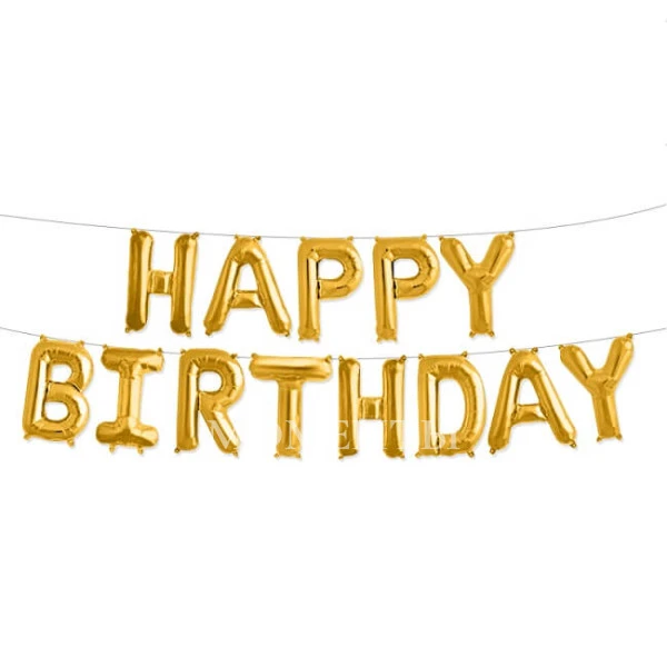 Гирлянда из шаров-букв "Happy Birthday" Золотая