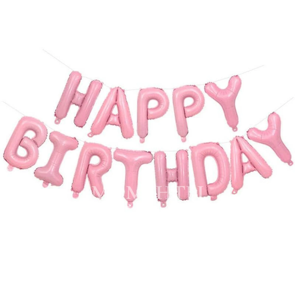 Гирлянда из шаров-букв "Happy Birthday" Розовая пастель