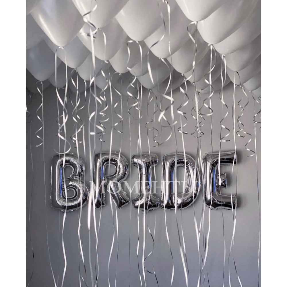 Гирлянда из шаров-букв "BRIDE" серебро