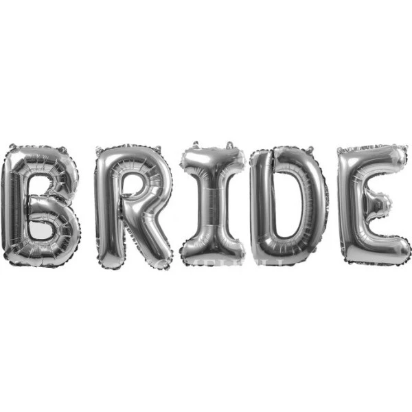 Гирлянда из шаров-букв "BRIDE" серебро