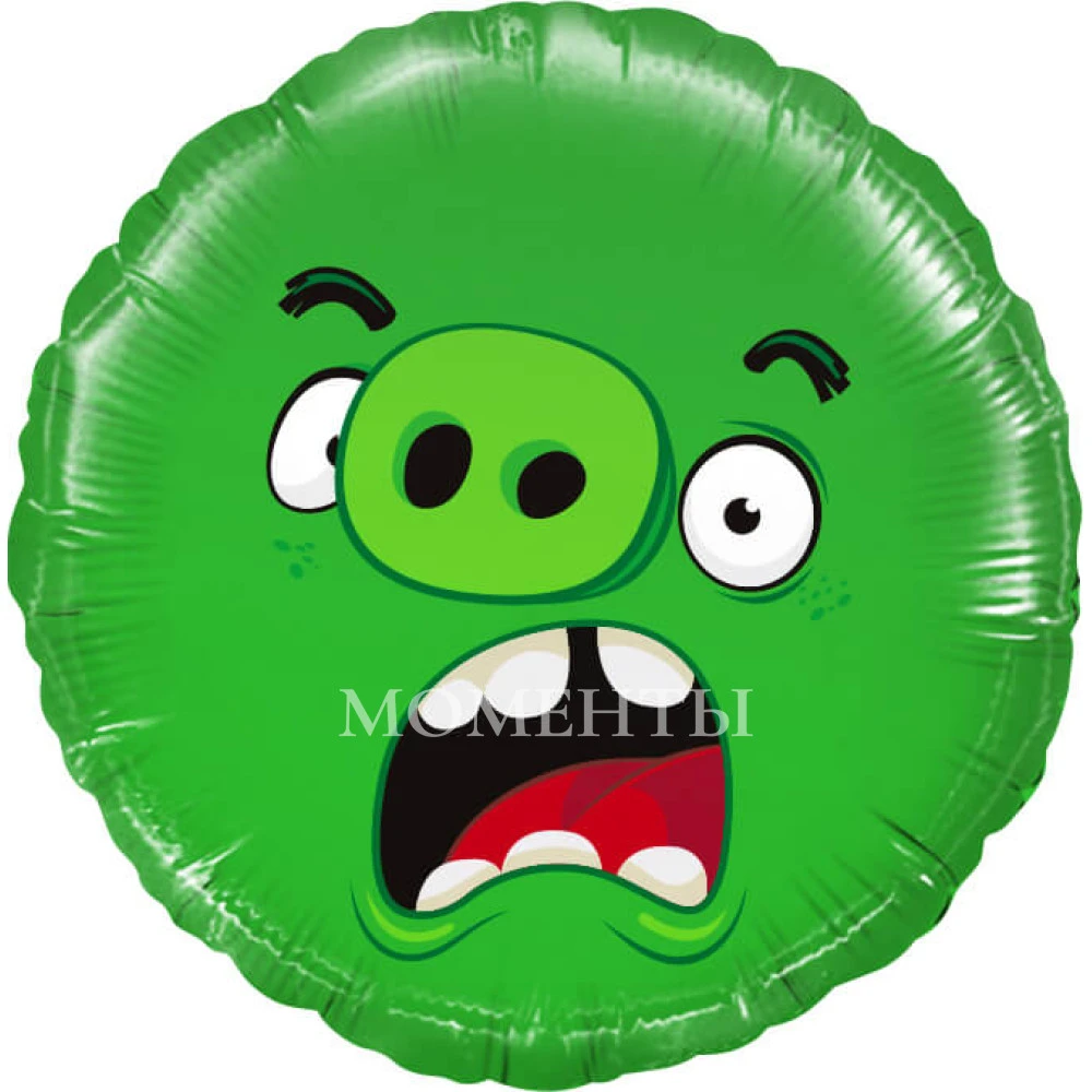 -35% Шар из фольги "Angry Birds, Зеленый" 40см