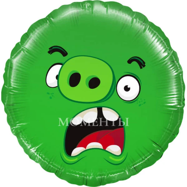 -35% Шар из фольги "Angry Birds, Зеленый" 40см