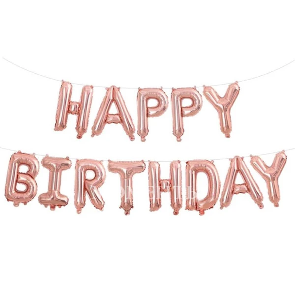 Гирлянда из шаров-букв "Happy Birthday" Розовое золото