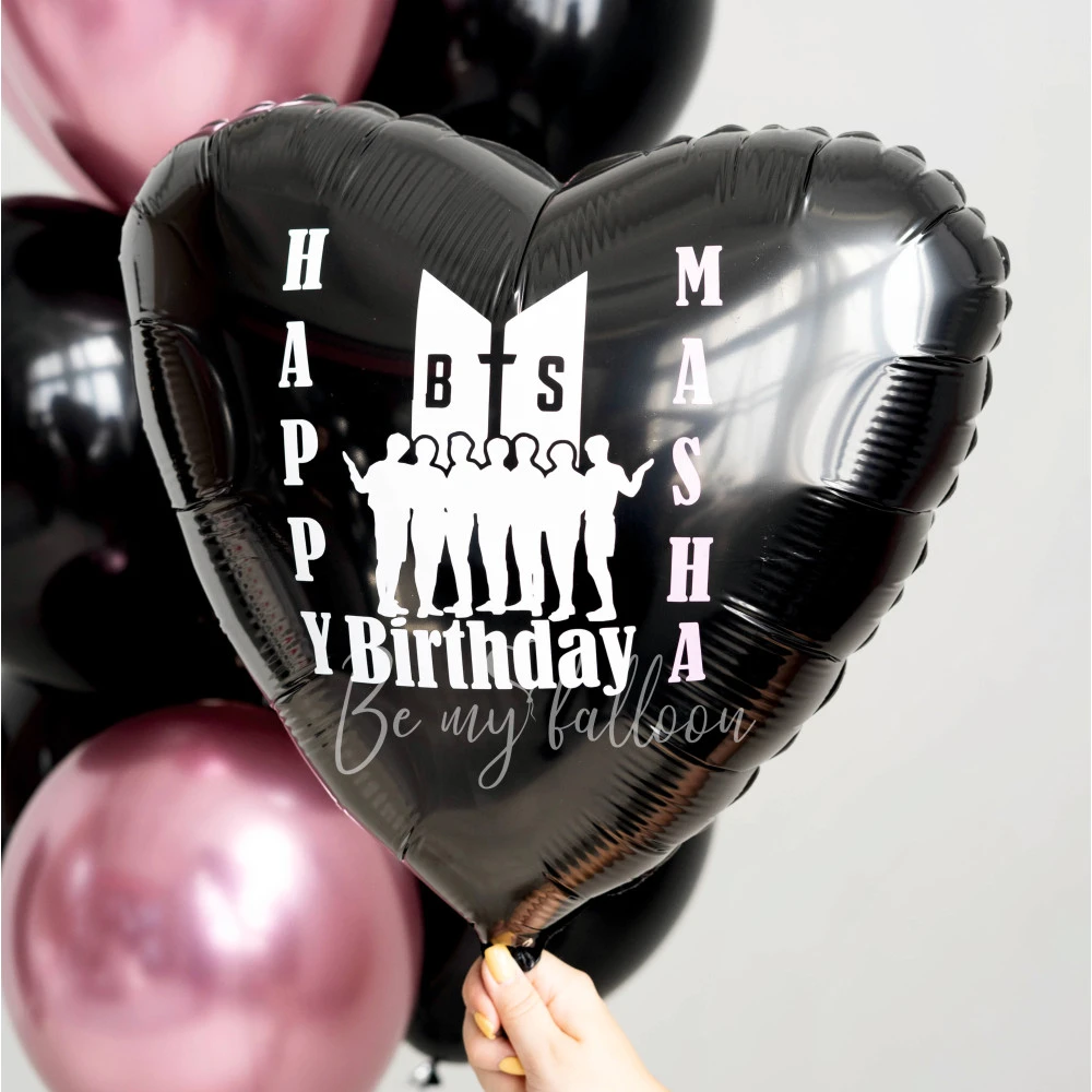 Воздушный шар из фольги "Happy Birthday BTS" 40 см