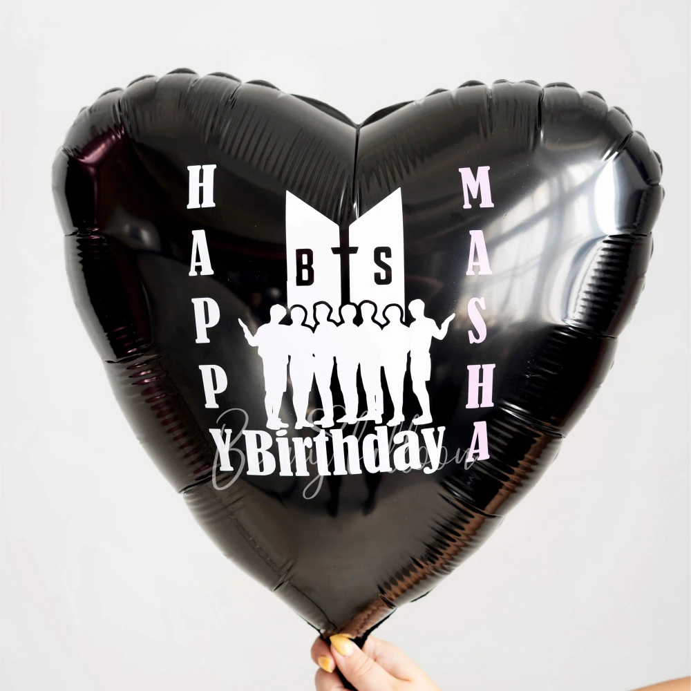 Воздушный шар из фольги "Happy Birthday BTS" 40 см